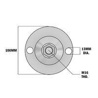 30-M16D100M-1 MODULAR SOLUTIONS FOOT PAD - 100MM X M16 - METAL CLAD NBR ANTI-SLIP PAD
